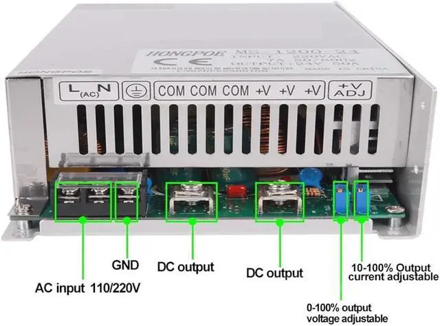 Alt view image 4 of 6 - Adjustable 500W 600W 1000W 1500W Power Supply 0-12V 15V 24V 36V 48V 60V 72V 85V 90V 110V 150V 200V 110/220V Ac to Dc Smps(1500W,220V_0-150VDC)
