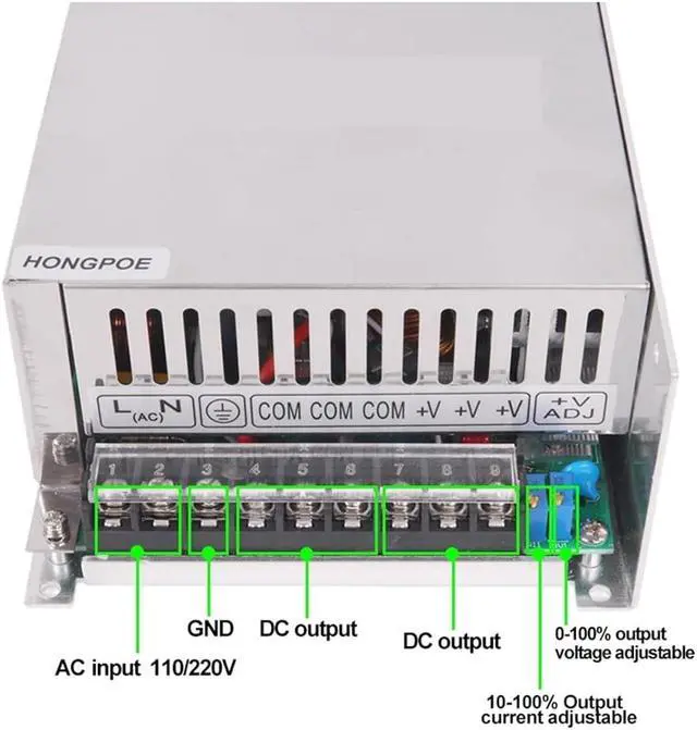 Alt view image 3 of 6 - Adjustable 500W 600W 1000W 1500W Power Supply 0-12V 15V 24V 36V 48V 60V 72V 85V 90V 110V 150V 200V 110/220V Ac to Dc Smps(1500W,220V_0-150VDC)