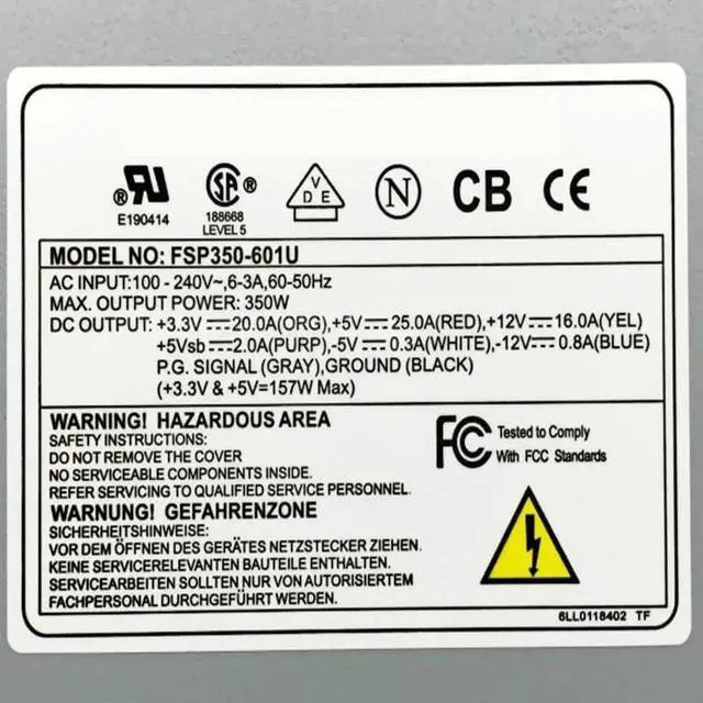 Alt view image 5 of 6 - PSU for FSP -5V PFC Standard 1U 350W Switching Power Supply FSP350-601U FSP350-701U SSG520 FSP3501UR-JNP