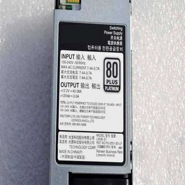 Alt view image 3 of 5 - PSU for R430 R330R340 R440 DS1500 550W Switching Power Supply L550E-S1 D550E-S1 0034X1 0X185V NCNFF 06V43G