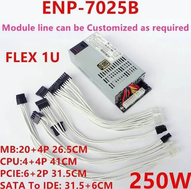 Alt view image 6 of 6 - PSU for Fully Modular 80plus Bronze Flex Small 1U K39 250W Switching Power Supply ENP-7025B
