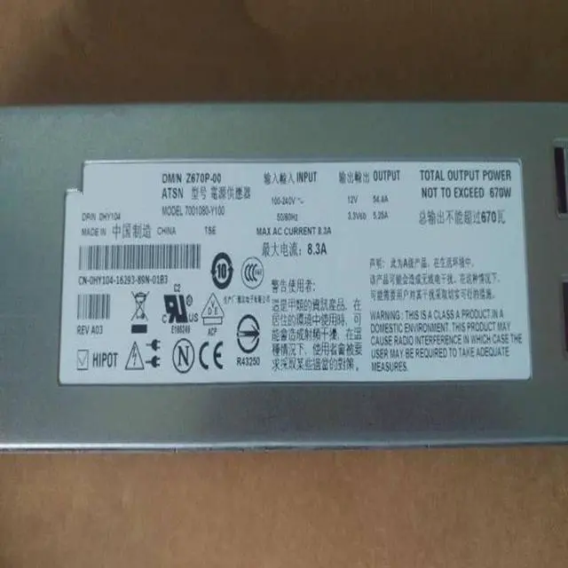 Alt view image 4 of 5 - PSU for 1950 670W Power Supply Z670P-00 D670P-S0 7001050-Y100 DPS-670CB A HY104 HY105 UX459 A670P-00