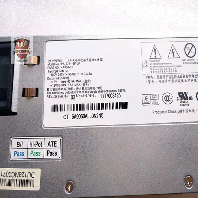 Alt view image 4 of 5 - PSU for R520G7 750W Power Supply PS-2751-2F-LF