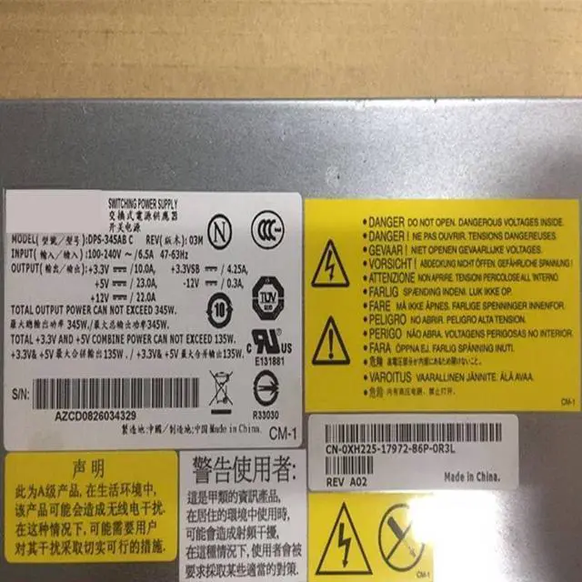 Alt view image 4 of 5 - PSU for PE850 PE860 R200 345W Switching Power Supply DPS-345AB C PS-5341-1DS- XH225 RH744