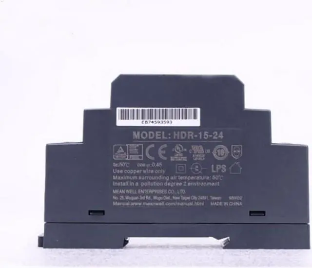 Main image of (12PACK) Mean Well HDR Switch Mode DIN Rail Power Supply 120 ? 370 V Dc, 85 ? 264 V Ac Input HDR-15 Series 15W (HDR-15-24)