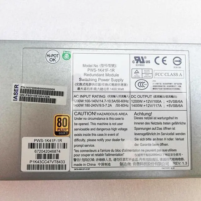 Alt view image 6 of 6 - for NF8560 M2 2488 V2 Server Power Supply PWS-1K41F-1R 1400W Fully Tested