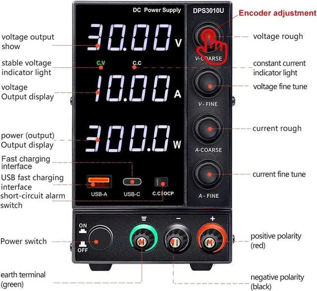 Alt view image 6 of 7 - dc Power Supply 30v 10a Laboratory Power Supply Adjustable Switching dc Power Supply Voltage Regulator 220v 110v Variable Source Power (Color : 4 Digits APS 30V 10A)