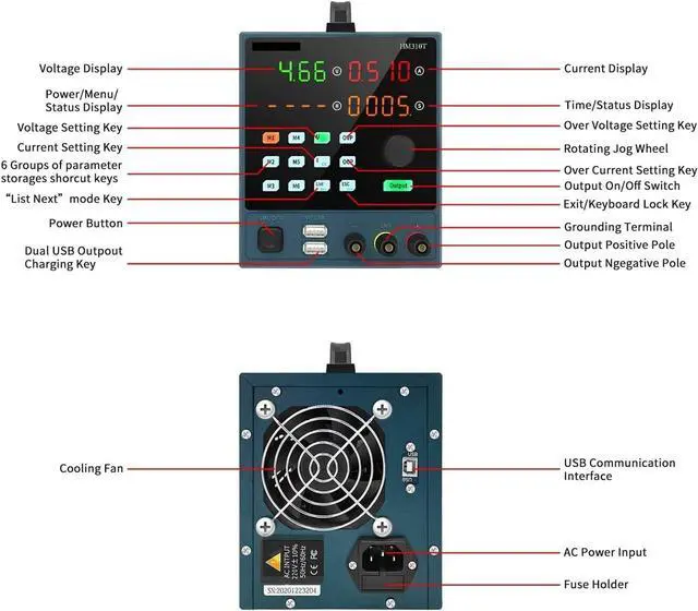 Alt view image 4 of 6 - dc Power Supply DC Power Supply (0-30 V 0-10 A) Mini Variable Switch Digital Power Supply with Output Enable/Disable Button (Color : HM-305T 30V 5A)