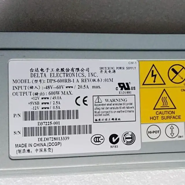 Alt view image 4 of 5 - DPS-600RB-1 A for X3650T Power Supply 600W 42C0766 D37225-001