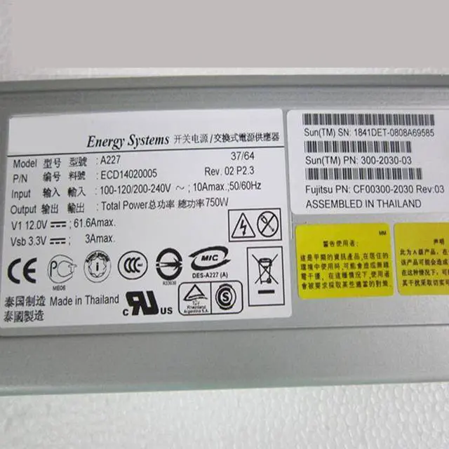Alt view image 3 of 4 - Almost PSU for Sun T5220 750W Power Supply A227 300-2030-03 ECD14020005