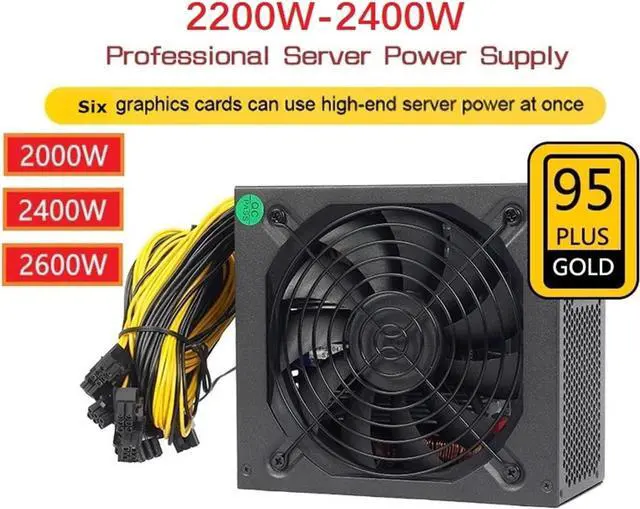 Alt view image 2 of 7 - KLVN 160V-240V Power Supply 2000W 2400W 2600W Power Supply for Mining for BTC Power Supply Mining rig Support 6 Graphics Cards Miner (Color : 2200W-2400W)