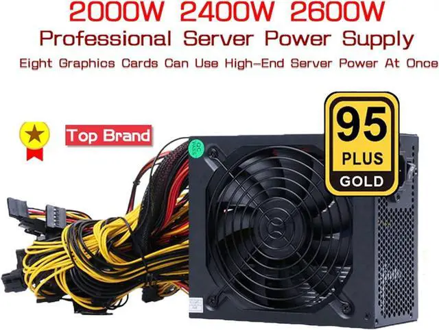 Alt view image 3 of 7 - ALHOX 2000W 2400W 2600W 180V-260V ATX ETH Bitcoin Mining Power Supply 95% Efficiency Support 8 Display Cards GPU for BTC Bitcoin Miner(2400W 220V)
