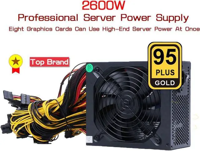 Alt view image 2 of 7 - KLVN 2000W 2400W 2600W 180V-260V ATX ETH Bitcoin Mining Power Supply 95% Efficiency Support 8 Display Cards GPU for BTC Bitcoin Miner (Color : 2600W 220V)