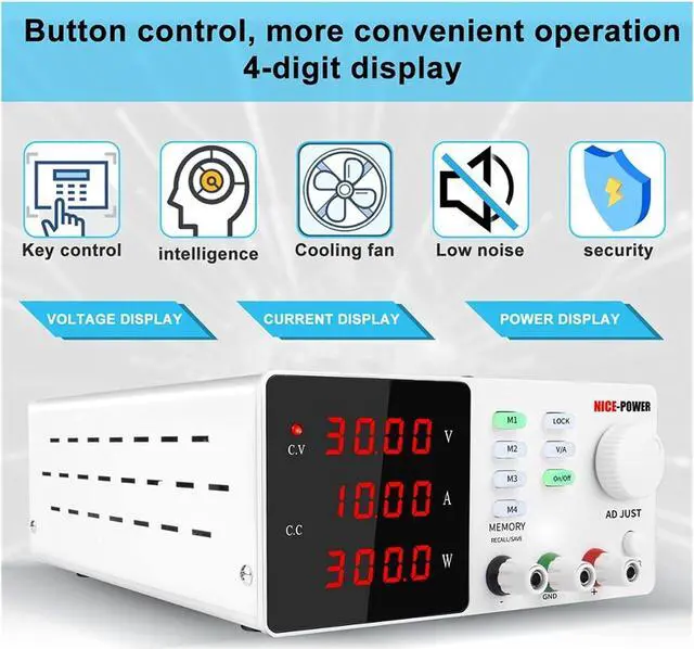 Alt view image 3 of 6 - Adjustable Power Supply 30V 10A 60V 5A Programmable DC Power Supply Adjustable High Precision Memory Function Switching Regulated Power Supply (Color : 60V 5A, Power Source Standard : E-U)
