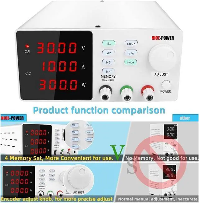 Alt view image 4 of 6 - Adjustable Power Supply 30V 10A 60V 5A Programmable DC Power Supply Adjustable High Precision Memory Function Switching Regulated Power Supply (Color : 60V 5A, Power Source Standard : E-U)