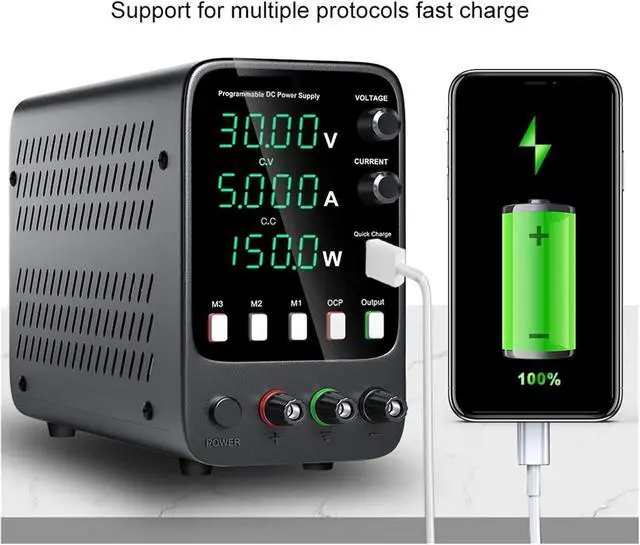 Alt view image 3 of 7 - dc Power Supply Adjustable DC Power Supply 30V 10A 60V5A Laboratory Power Supply with Three Groups of Storage Function AC220V/110V (Color : APS3010H 30V 10A)