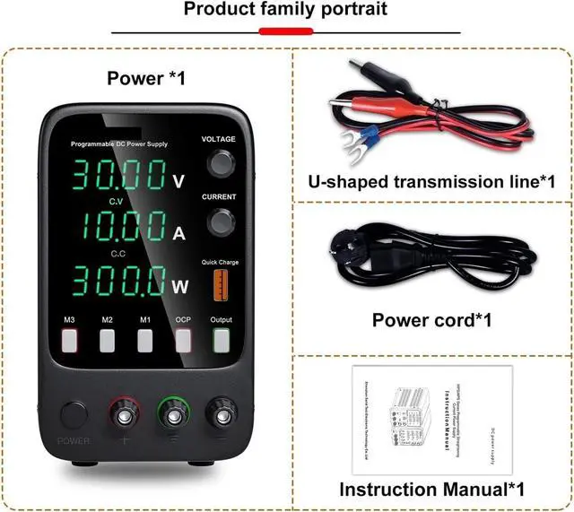 Alt view image 7 of 7 - dc Power Supply Adjustable DC Power Supply 30V 10A 60V5A Laboratory Power Supply with Three Groups of Storage Function AC220V/110V (Color : APS3010H 30V 10A)