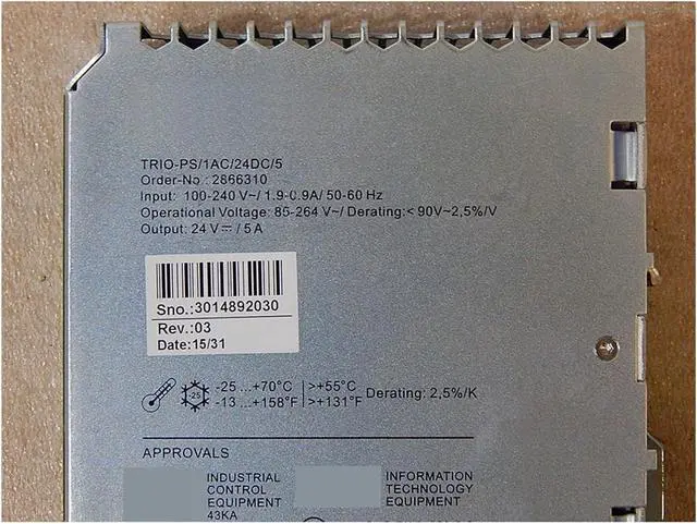 Alt view image 3 of 3 - Switching Power Supply 2866310 TR-IO-PS/1AC/24DC/5-2866310 TR-IO Power Switching Power Supply