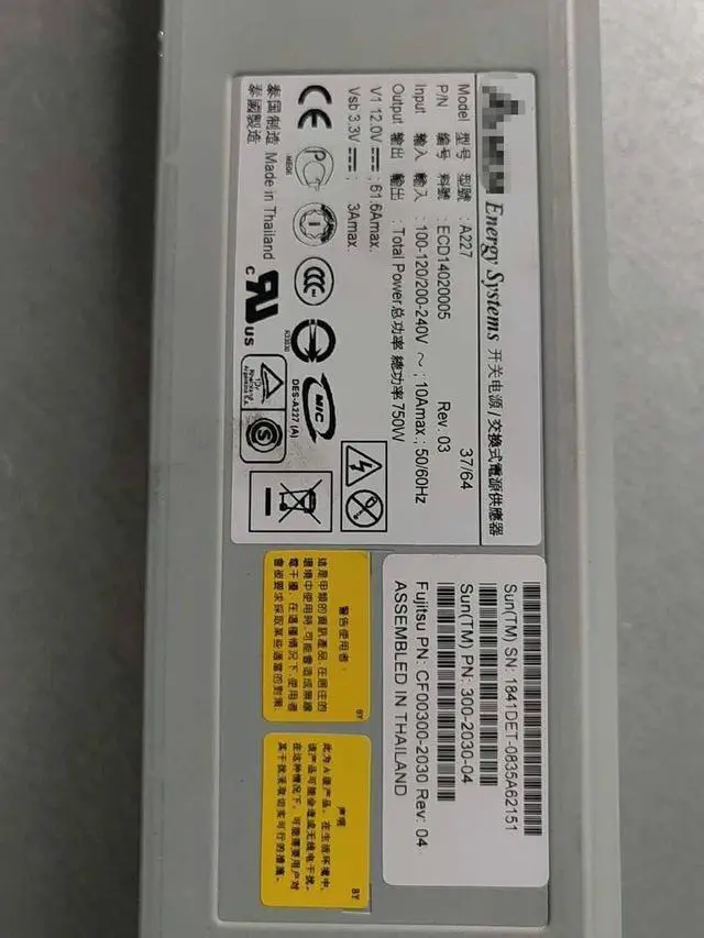 Alt view image 2 of 5 - A227 ECD14020005 750W Switching power supply for SUN server T5520 300-2030-04 for for CF00300-2030