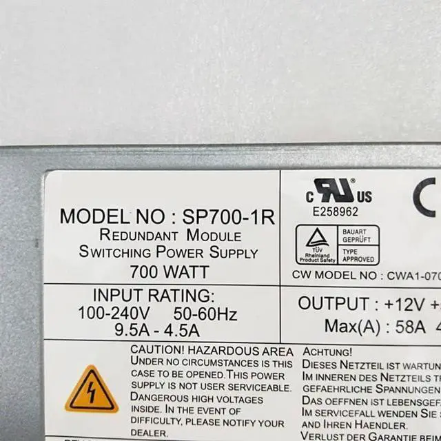 Alt view image 4 of 5 - PSU for 1U 700W Switching Power Supply SP700-1R