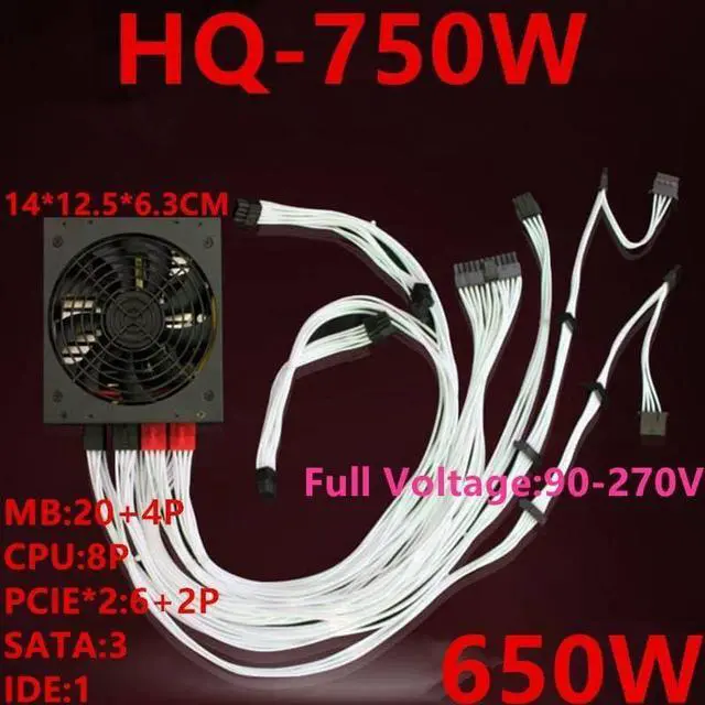 Alt view image 6 of 6 - PSU for Royal Legend Full Module ITX SFX Rated 650W Peak 750W Switching Power Supply HQ-750WP