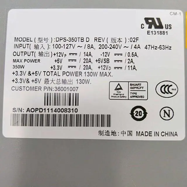 Alt view image 5 of 6 - PSU for T168 T468 T280 350W Power Supply DPS-350TB D 36001007