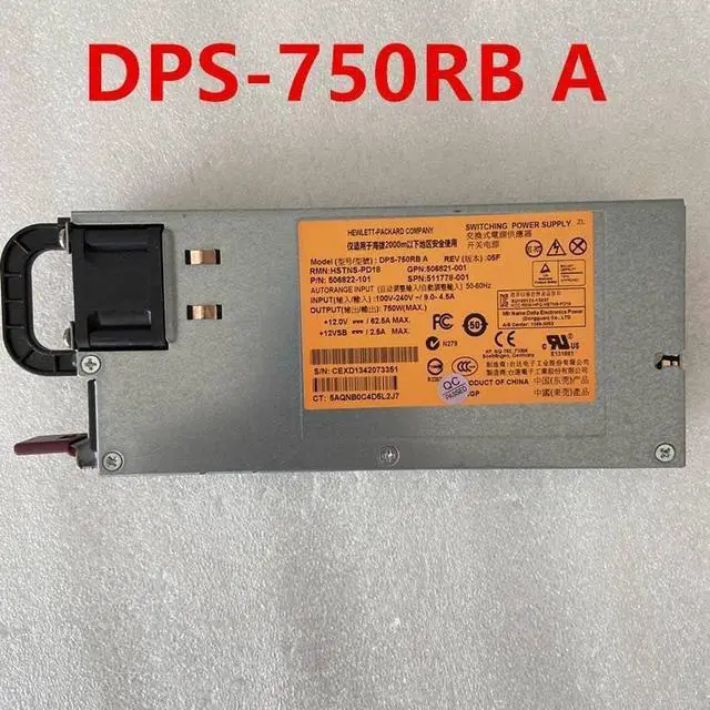 Alt view image 6 of 6 - PSU for DL380G6 G7 750W Power Supply HSTNS-PL18 DPS-750RB A 506821/511778-001 506822-101 512327-B21 HSTNS-PD18