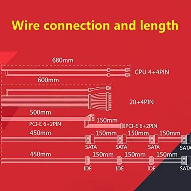 Alt view image 5 of 6 - PC PSU for Patriotic Edition 80plus Gold RTX2060S Mute Game Power Supply 500W Power Supply GP600G