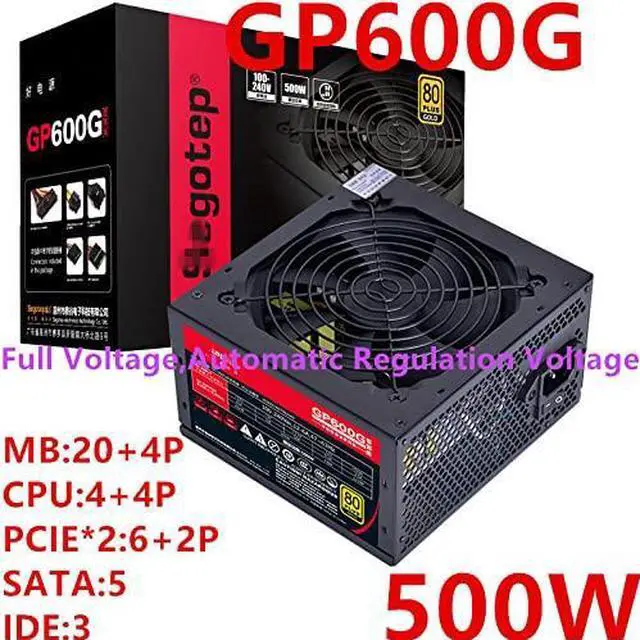 Alt view image 6 of 6 - PC PSU for Patriotic Edition 80plus Gold RTX2060S Mute Game Power Supply 500W Power Supply GP600G