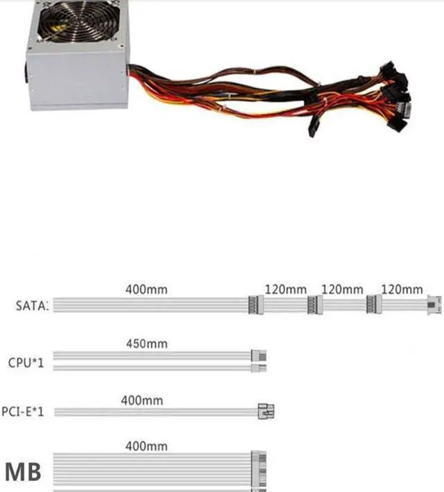 Alt view image 2 of 5 - PSU for Top Grade 400 ATX GTX1050Ti Game Power Supply 400W Power Supply PCD023