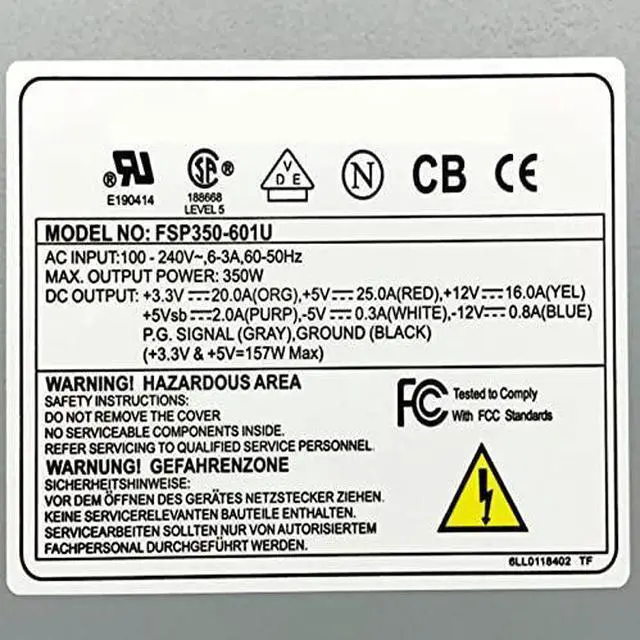 Alt view image 5 of 6 - PSU for FSP -5V PFC Standard 1U 350W Power Supply FSP350-601U FSP350-701U SSG520 FSP3501UR-JNP