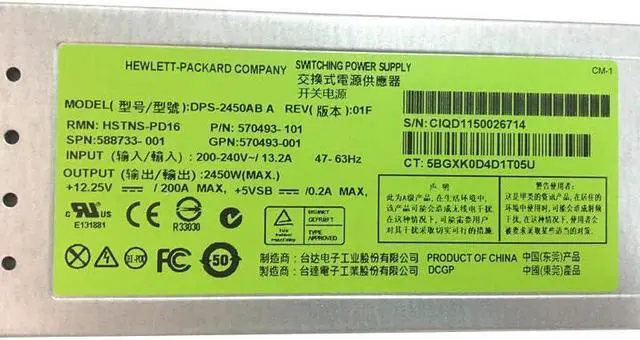 Alt view image 6 of 6 - DPS-2450AB A for C7000 HSTNS-PD16 Server Power Supply 588733-001 570493-101 570493-001 2450W Fully Tested