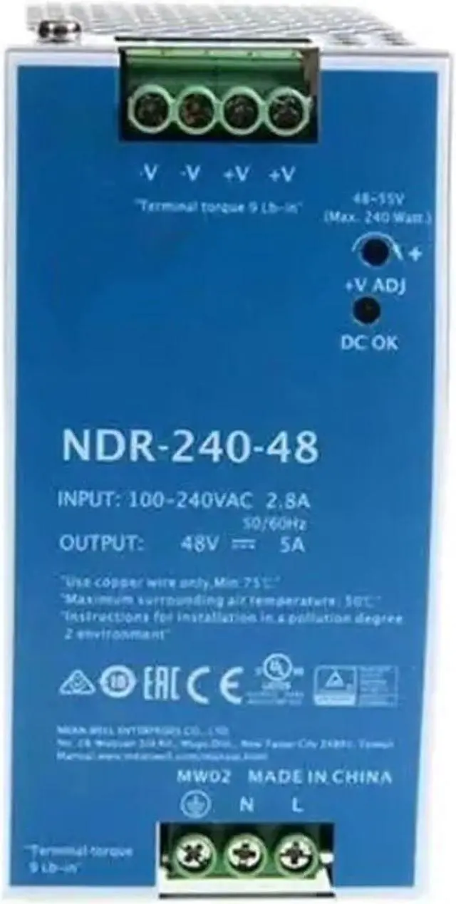 Alt view image 3 of 6 - NDR-240-48 48V 5A 240W Single Output Industrial DIN Rail Switching Power Supply PFC Function AC-DC