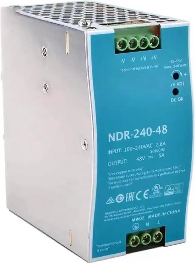 Alt view image 2 of 6 - NDR-240-48 48V 5A 240W Single Output Industrial DIN Rail Switching Power Supply PFC Function AC-DC