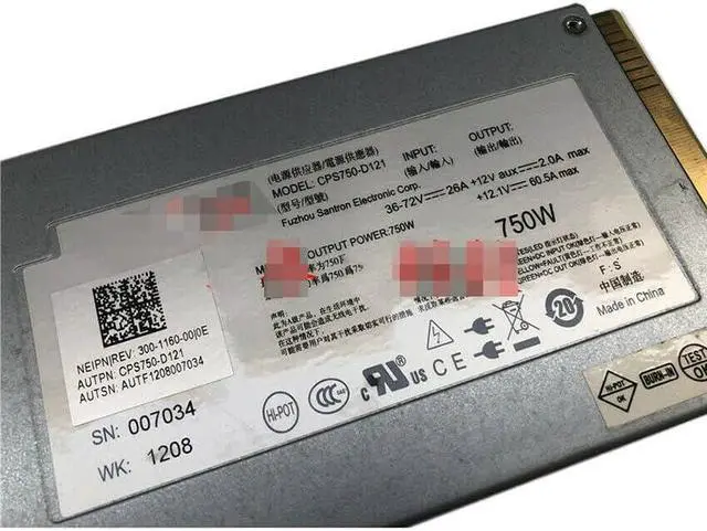 Alt view image 4 of 4 - Server Power Supply for R510 R910 6GTF5 06GTF5 CPS750-D121 750W Test