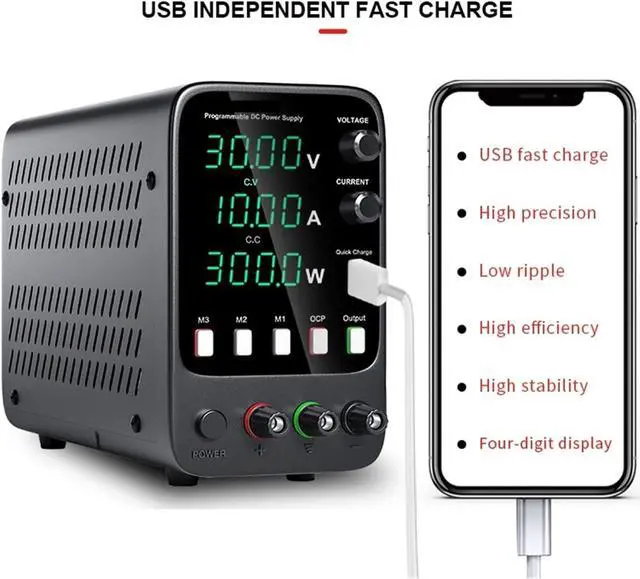 Alt view image 3 of 6 - dc Power Supply USB Laboratory Power Supply 30V, 10A Adjustable DC Power Supply with Memory Function programmable Switching Power Supply (Color : APS3010H)