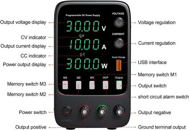 Alt view image 5 of 6 - dc Power Supply USB Laboratory Power Supply 30V, 10A Adjustable DC Power Supply with Memory Function programmable Switching Power Supply (Color : APS3010H)