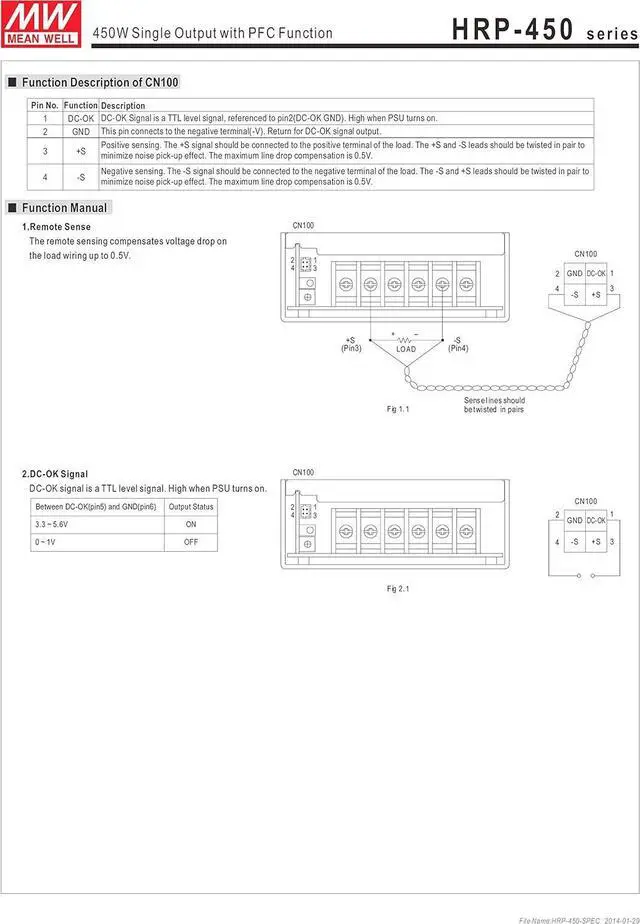 Alt view image 3 of 3 - MW Mean Well HRP-450-48 48V 9.5A 450W Single Output with PFC Function Power Supply
