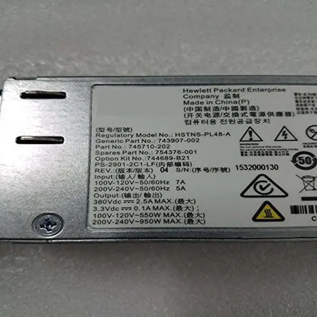 Alt view image 4 of 5 - PSU for DL180 DL160 G9 900W Power Supply HSTNS-PL48-A 743907-002 744689-B21 754376-00