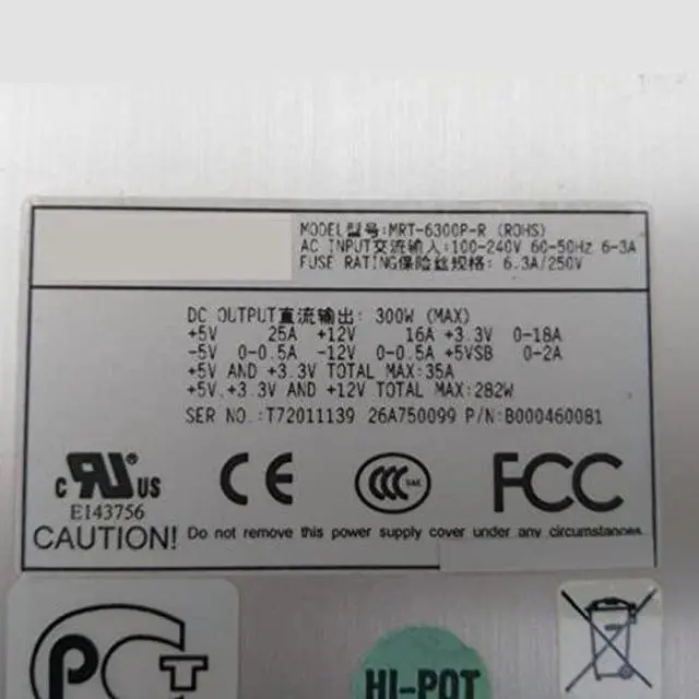 Alt view image 4 of 5 - PSU for Advantech 300W Power Supply MRT-6300P-R