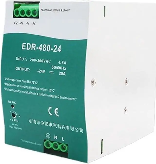 Main image of EDR-480 Industrial DIN Rail Switching Power Supply 480W 12V 24V 48V AC/DC EDR-480 Single Output Source Power(12V)