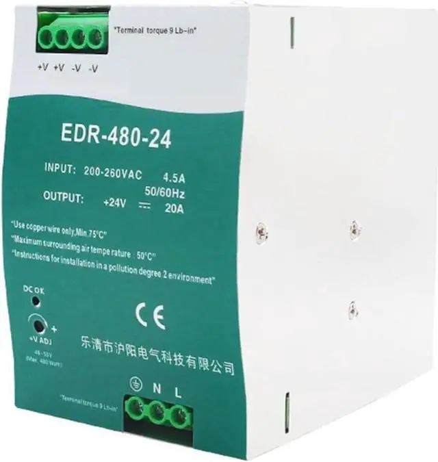 Alt view image 3 of 5 - EDR-480 Industrial DIN Rail Switching Power Supply 480W 12V 24V 48V AC/DC EDR-480 Single Output Source Power(12V)