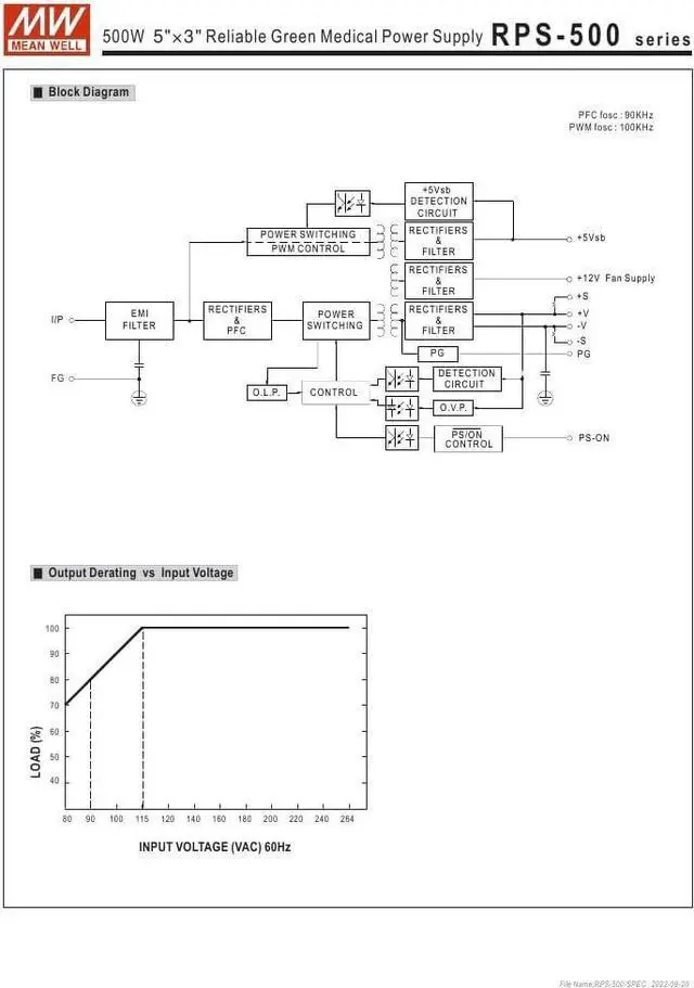 Alt view image 5 of 7 - Mean Well RPS-500-36-C 500.4W Reliable Green Medical Power Supply RPS-500 36V 13.9A
