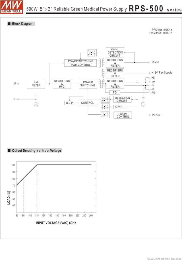 Alt view image 4 of 7 - Mean Well RPS-500-24-SF 499.2W Reliable Green Medical Power Supply RPS-500 24V 20.8A
