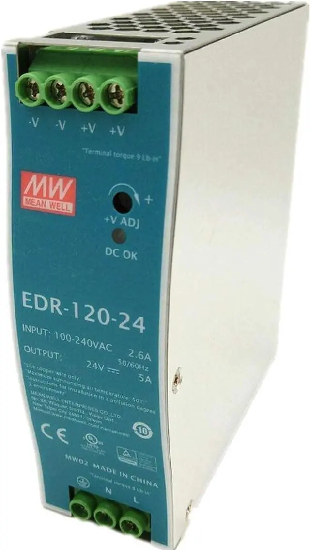 Main image of MW Mean Well EDR-120*6PCS 120W Single Output Industrial DIN Rail DC Switching Power Supply for Monitoring LED Strips (EDR-120-24)