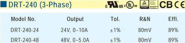 Alt view image 2 of 3 - MEAN WELL original DRT-240-24 24V 10A meanwell DRT-240 24V 240W Single Output Industrial DIN RAIL Power Supply