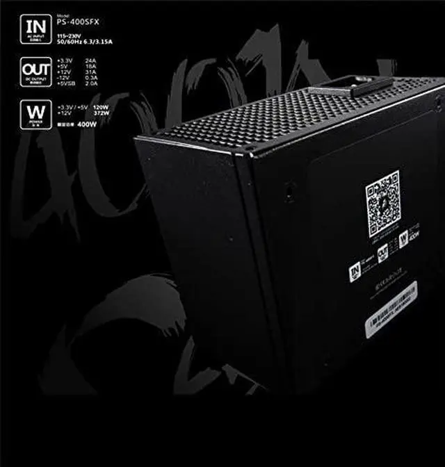 Alt view image 2 of 5 - PSU for Black Widow SFX Micro Quasi-Silver HTPC/ITX Chassis 400W Power Supply PS-400SFX