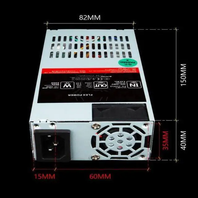 Alt view image 2 of 6 - PSU for ITX Flex NAS Small 1U A4 K39 S3 D01 550 1650 GTX1050 Rated 250W Peak 400W Power Supply PS-250FLE