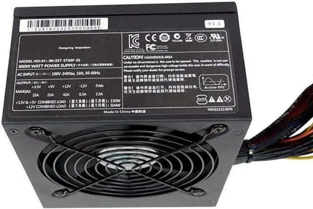 Alt view image 4 of 5 - PSU for Silverstone ATX Non-Modular 80plus EU Game Mute Power Supply 600W Power Supply SST-ST60F-ES