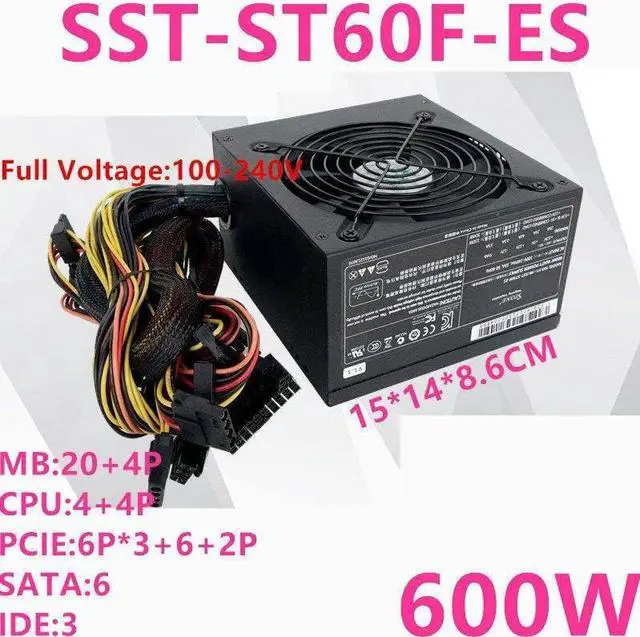 Alt view image 5 of 5 - PSU for Silverstone ATX Non-Modular 80plus EU Game Mute Power Supply 600W Power Supply SST-ST60F-ES